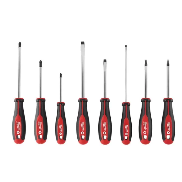 Milwaukee Straight-Cut Offset Aviation Snip (3-Pack) with Screwdriver Set (8-Piece)