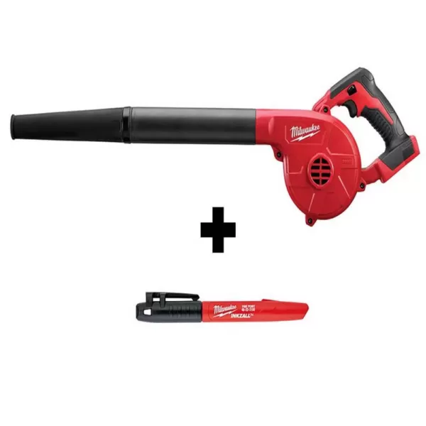 Milwaukee M18 18-Volt Lithium-Ion Cordless Compact Blower with INKZALL Black Fine Point Jobsite Marker