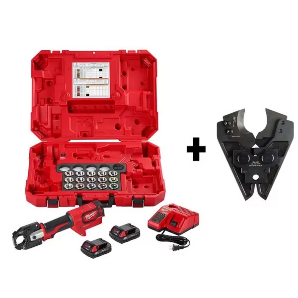 Milwaukee M18 18-Volt Lithium-Ion Cordless FORCE LOGIC 600 MCM Crimper Kit with 750 MCM Cu/1000 MCM Al Cable Cutting Jaw