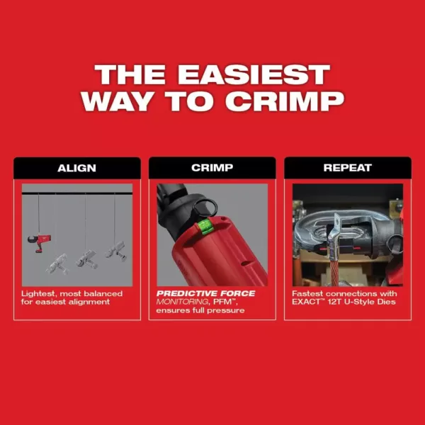 Milwaukee M18 18-Volt Lithium-Ion Cordless FORCE LOGIC 750 MCM Crimper Kit with EXACT #6 750 MCM Al Dies