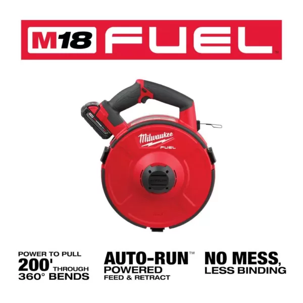 Milwaukee M18 FUEL Angler 100 ft. Non-Conductive Polyester Pulling Fish Tape Drum