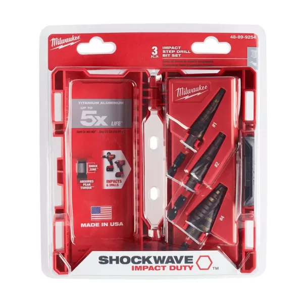 Milwaukee SHOCKWAVE Impact Duty Titanium Step Bit Kit (3-Piece)