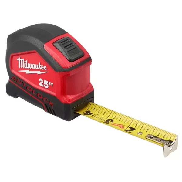 Milwaukee 25 ft. Compact Auto Lock Tape Measure (2-Pack)