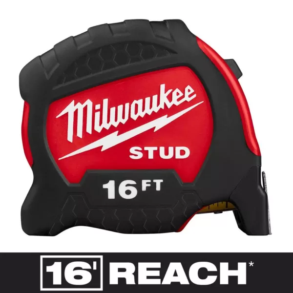 Milwaukee 16 ft. x 1.3 in. Gen II STUD Tape Measure with 17 ft. Reach